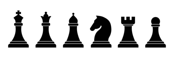 Pièce Échecs Icônes Ensemble Éléments Jeu Société Intelligents Silhouettes Échecs — Image vectorielle