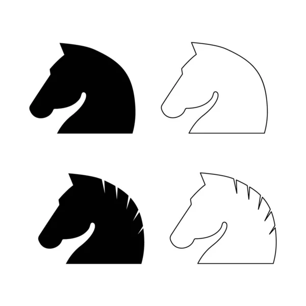 Paardenkop Icoon Ingesteld Vector Dierlijke Silhouetten Illustratie Geïsoleerd Wit — Stockvector