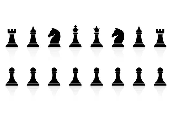 Schachfiguren Symbole Gesetzt Intelligente Brettspielelemente Schachsilhouetten Vektorillustration Isoliert Auf Weiß — Stockvektor
