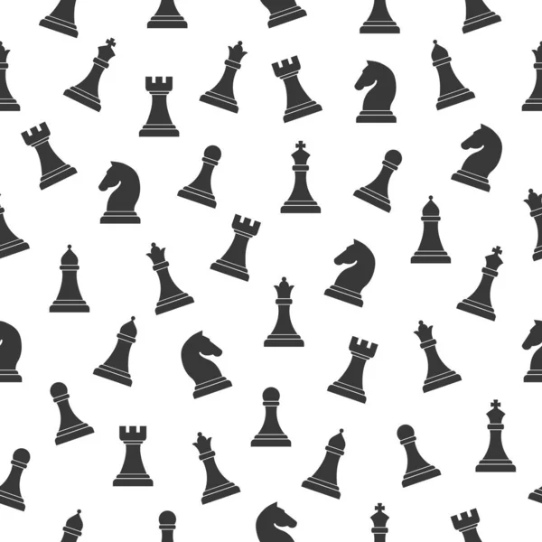 无缝象棋图案矢量背景 董事会聪明的游戏概念 黑色数字矢量说明 — 图库矢量图片