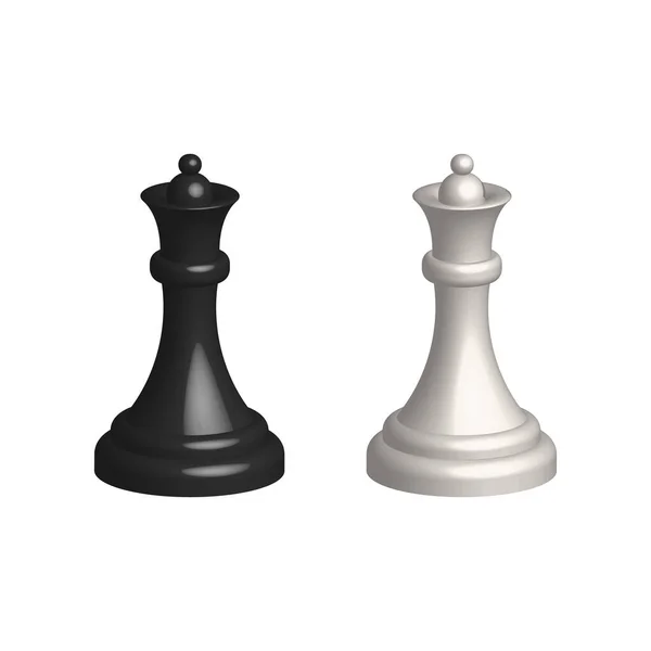 Pièce Échecs Icône Réaliste Éléments Jeu Société Intelligents Échecs Reine — Image vectorielle