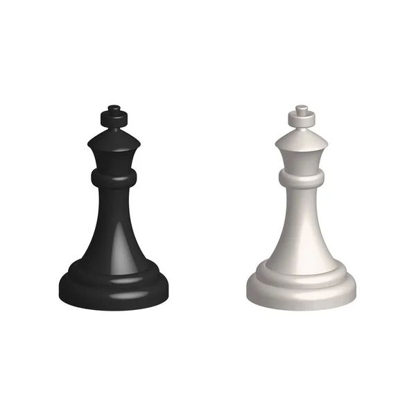 Schachfigur Realistisches Symbol Intelligente Brettspielelemente Schach König Schwarz Weiß Silhouetten — Stockvektor