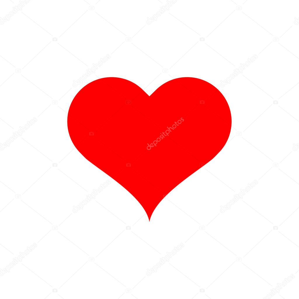 Heart vector icon. Vector cartoon flat love symbol. Valentines Day concept isolated on the white background