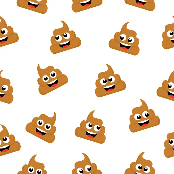Niedliche Lustige Nahtlose Muster Poop Charaktere Poop Emoji Flammen Symbol — Stockvektor