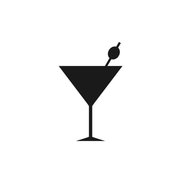Martini Üveg Ikon Koktélital Szimbólum Vektor Alkohol Sziluett Izolált Fehér — Stock Vector