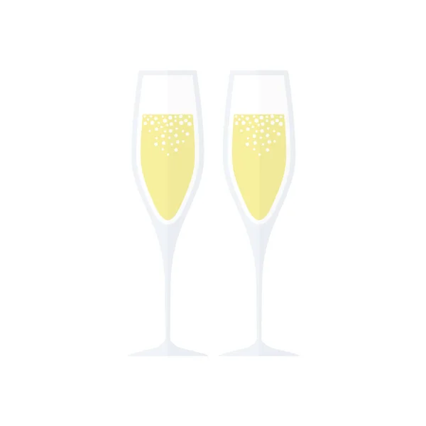Champagne Glass Icon Party Drink Flat Symbol Vector Isolated White — Stock Vector