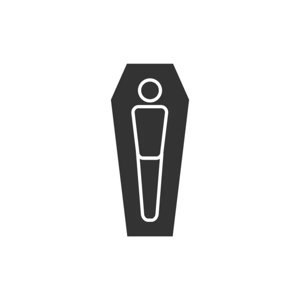Coffin Icon Burial Black Silhouette Vector Illustration Isolated White — Stock Vector