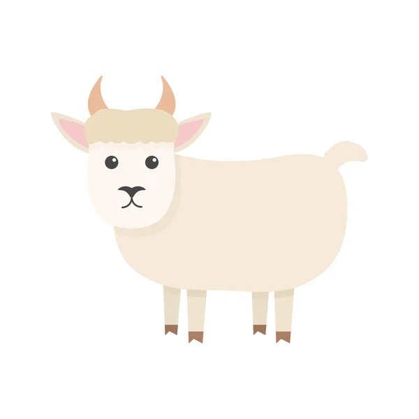 Słodki Kozi Charakter Kreskówkowe Zwierzę Hodowlane Ilustracja Wektora Izolowana Białym — Wektor stockowy