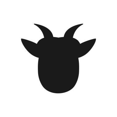 Keçi kafası ikonu. Çiftlik hayvanı siyah silueti. Beyaz arkaplanda izole edilmiş vektör