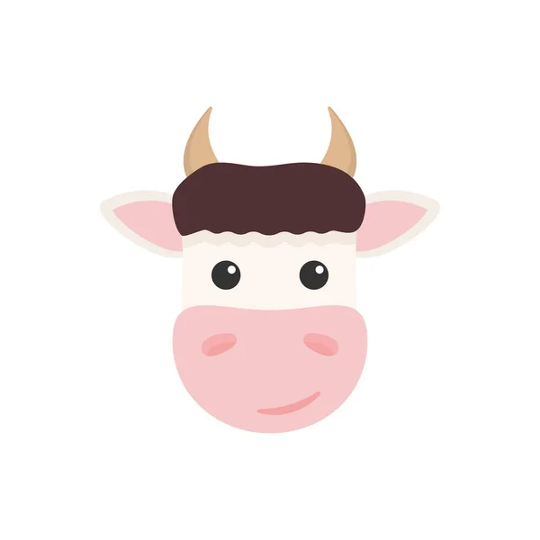 Icono Cabeza Vaca Granja Animal Plano Vector Aislado Sobre Fondo — Archivo Imágenes Vectoriales