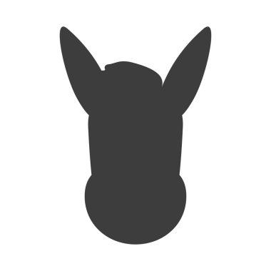 Eşek kafası silueti. Siyah çiftlik hayvanlarının ana hatları. Vektör illüstrasyonu beyazda izole edildi