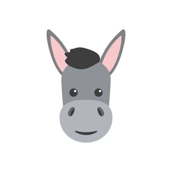 Cabeza Burro Cabeza Animal Granja Estilo Plano Ilustración Vectorial Aislada — Archivo Imágenes Vectoriales