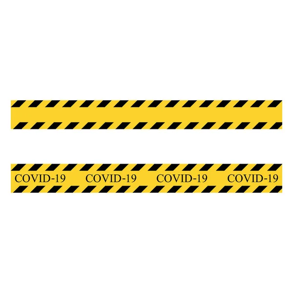 Coronavirus Warning Stripe Yellow Black Set Stripes Barricade Construction Tape — Stock Vector