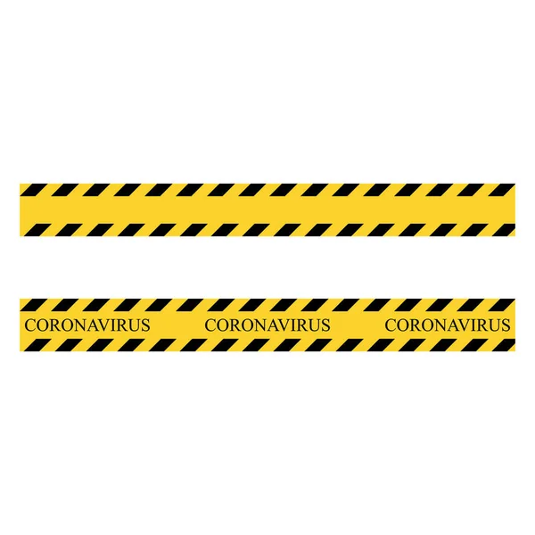 Coronavirus Warning Stripe Yellow Black Set Stripes Barricade Construction Tape — Stock Vector