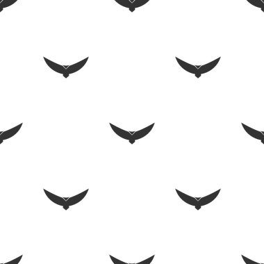 Siyah kuş pürüzsüz desen. Genişletilmiş kanatları olan soyut bir akbaba. Vektör beyazda izole edildi