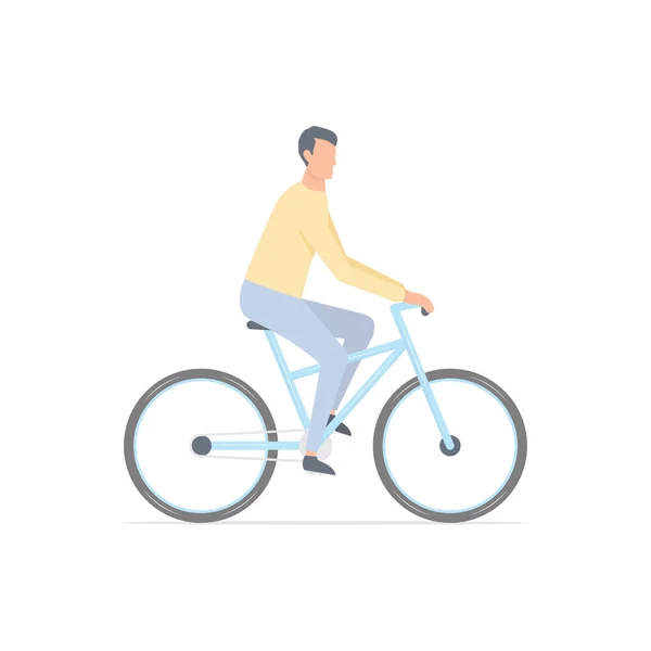 Νεαρός Καβαλάει Ποδήλατο Τύπος Ποδήλατο Υγιεινός Τρόπος Ζωής Εικονογράφηση Διανύσματος — Διανυσματικό Αρχείο
