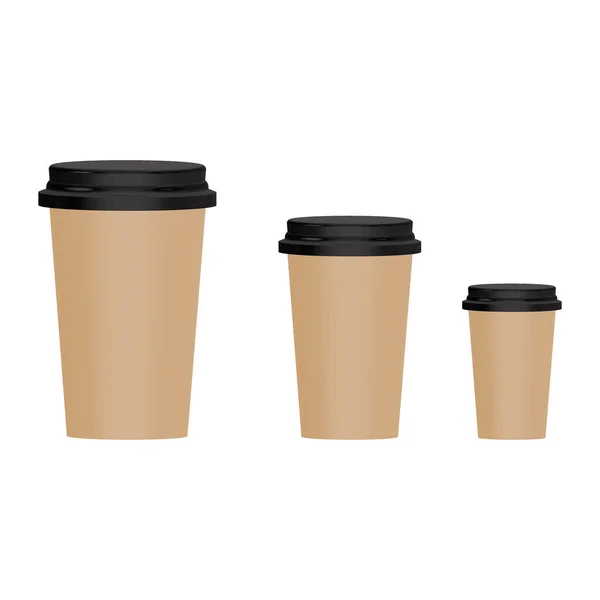 Kaffeetasse Icons Set Vorhanden Papier Oder Braune Plastikattrappe Tassen Verschiedener — Stockvektor