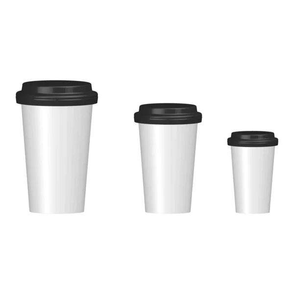 Xícara Café Conjunto Ícones Vidro Mockup Papel Plástico Coleção Copos — Vetor de Stock