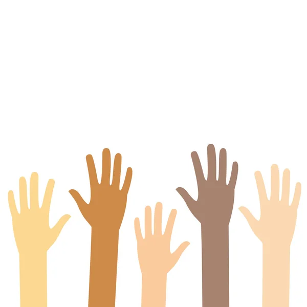 Zestaw Rąk Symbolizujących Zespół Lub Pracę Zespołową Biznes Włączenie Społeczne — Wektor stockowy