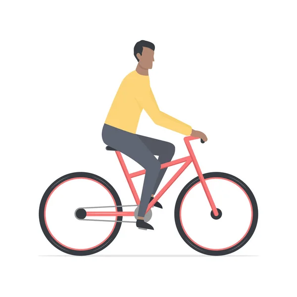 Νεαρός Αφρικανός Καβαλάει Ποδήλατο Τύπος Μαύρο Σλιν Στο Ποδήλατο Υγιεινός — Διανυσματικό Αρχείο