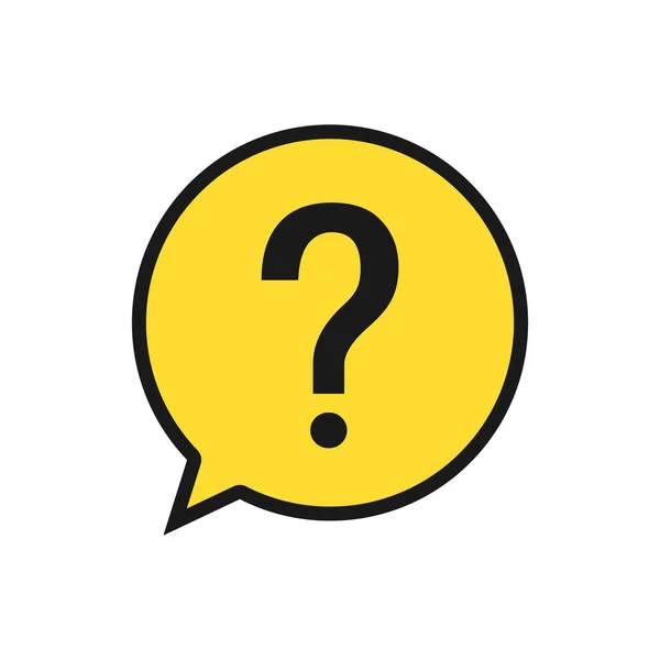 Question Mark Yellow Speech Bubble Help Sign Support Concept Message — Stock Vector