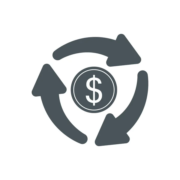 Icono Flujo Efectivo Reciclar Símbolo Moneda Dolar Dinero Las Flechas — Vector de stock
