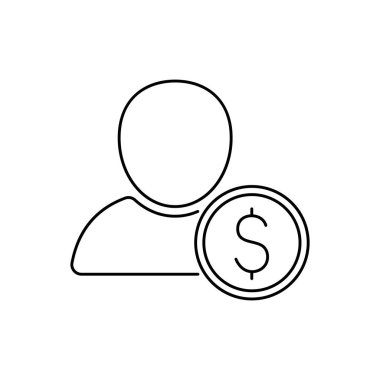 İnsanlar ve para çizgisi ikonu. Zengin adam siyah çizgisi. Vektör beyazda izole edildi.