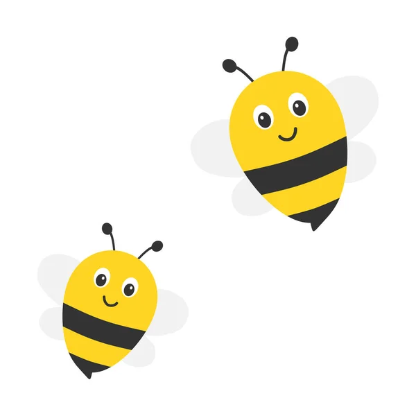 かわいい蜂のキャラクター 白い蜂が飛び立つ — ストックベクタ