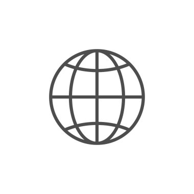  Dünya ikonu. Dünya çapındaki web sembolü. Vektör illüstrasyonu beyazda izole edildi