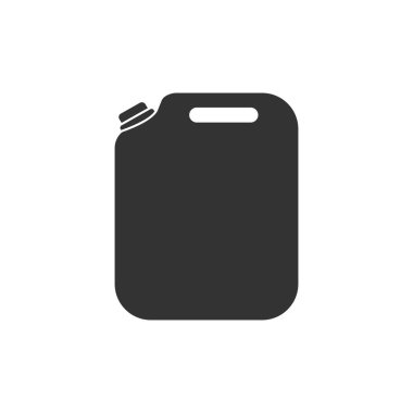 Kutu simgesi. Jerry sembol olabilir. Yakıt, benzin ya da yağ bidonu silueti. Vektör beyazda izole edildi