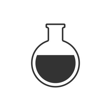 Matara ikonu. Kimya cam şişesi. Test tüpü siyah çizgi sembolü. Vektör beyazda izole edildi