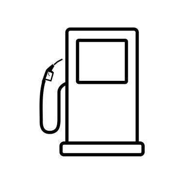 Yakıt pompası ikonu. Gaz ve elektrik istasyonu doğrusal silueti. Benzin istasyonu siyah sembolü. Vektör beyazda izole edildi