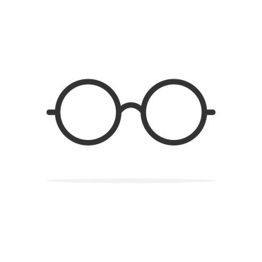 Gözlük simgesi. Düz yuvarlak gözlükler. Vektör beyazda izole edildi.