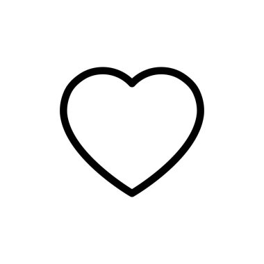 Kalp çizgisi ikonu. Aşk ana hatları sembolü. Sevgililer Günü çizgisel işareti. Vektör beyazda izole edildi.   