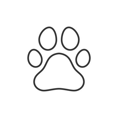 Pençe çizgisi simgesi. Siyah baskı doğrusal pati izi. Bilinmeyen hayvanın ayak izleri. Beyaz renkte izole edilmiş vektör.