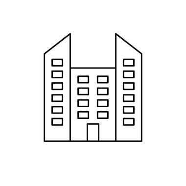  Bina çizgisi simgesi. Evin doğrusal sembolü. Ev çizgisi tabelası. Vektör beyazda izole edildi