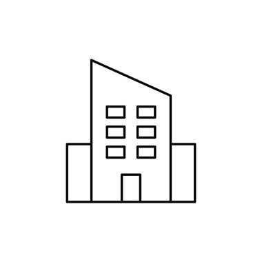  Bina çizgisi simgesi. Evin doğrusal sembolü. Ev çizgisi tabelası. Vektör beyazda izole edildi