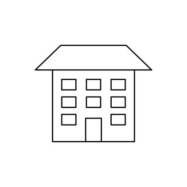  Bina çizgisi simgesi. Evin doğrusal sembolü. Ev çizgisi tabelası. Vektör beyazda izole edildi