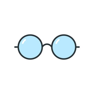  Gözlük simgesi. Gözlük mavisi sembol. Vektör illüstrasyonu beyazda izole edildi.