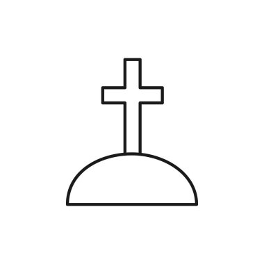 Mezar taşı çizgisi simgesi. Mezar taşını yırt. Vektör illüstrasyonu beyazda izole edildi.