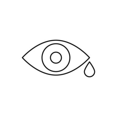 Gözyaşları içinde ağlıyor. Üzgün göz çizgisi ikonu. Cenaze ve ölüm ana hatları kavramı. Vektör beyazda izole edildi