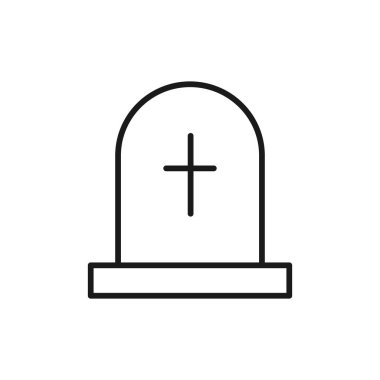 Mezar taşı çizgisi simgesi. Mezar taşını yırt. Vektör illüstrasyonu beyazda izole edildi.