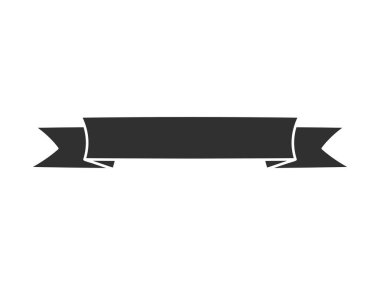 Kurdele pankartı ikonu. Kurdele siyah siluet. Düz biçim vektörü beyazda izole edildi