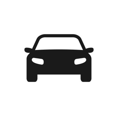 Araba ikonu. Siyah otomobil silueti. Araba sembolü. Vektör izole edildi