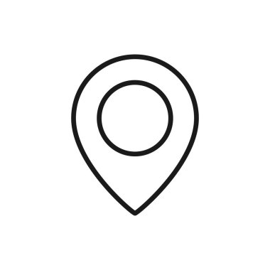 Konum çizgisi simgesi. Harita pin sembolü. İşaret tabelaları. Vektör illüstrasyonu beyazda izole edildi.