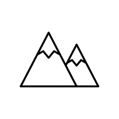  Dağlar çizgisi simgesi. Seyahat avantajı taslak konsepti. Vektör beyazda izole edildi 