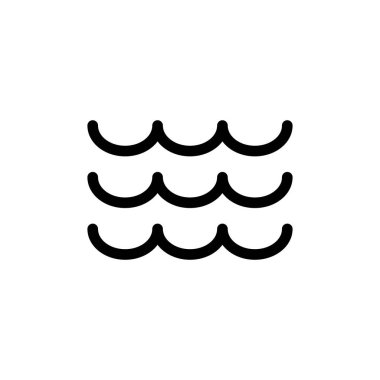 Dalga su ikonu. Deniz ve okyanus çizgisi sembolü. Vektör illüstrasyonu beyazda izole edildi.