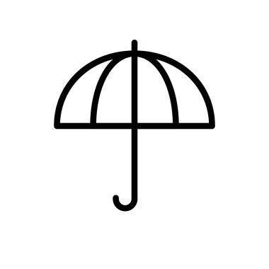 Şemsiye taslak simgesi. Hava durumu ekipman hattı sembolü. Vektör beyazda izole edildi. 