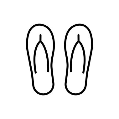 Terlik çizgisi simgesi. Yaz çizgisi ayakkabıları. Plaj terliği tabelası. Vektör beyazda izole edildi.