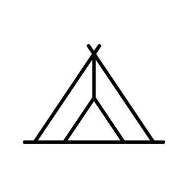 Çadır hattı simgesi. Seyahat sembolü. Kamp tabelası. Vektör beyazda izole edildi